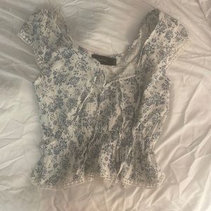 MINKPINK floral printed tie front shirt